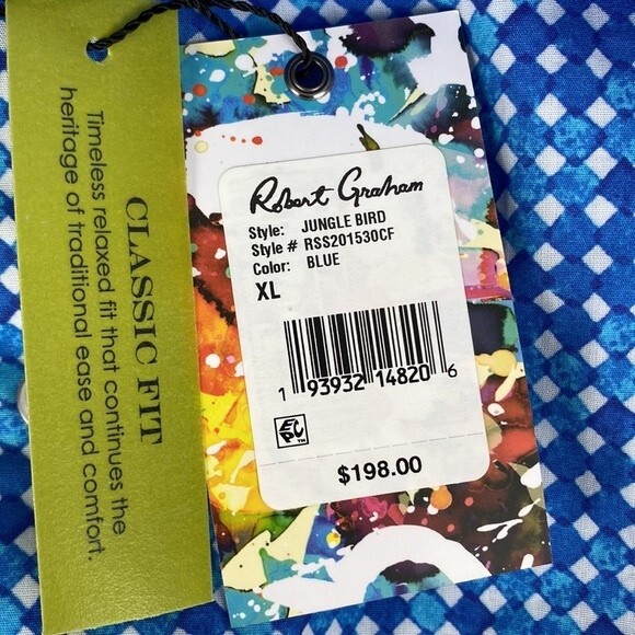 Robert Graham Blue & White Print Long Sleeve Button Close Shirt NEW XL - Picture 7 of 8